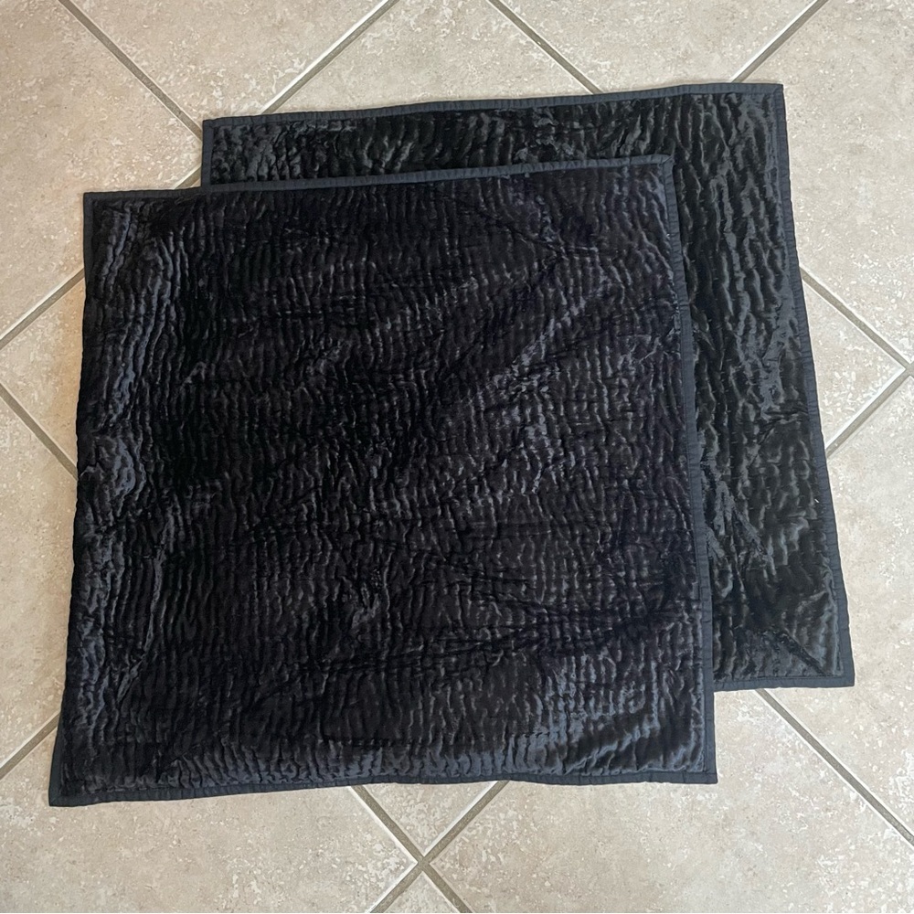 Ralph Lauren Norris Crushed Black Velvet Shams SET OF 2